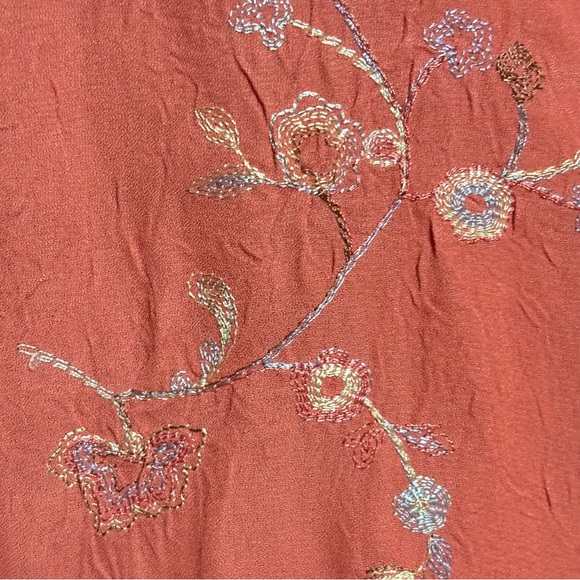 aparenza All overr emb button up top deep peach coral? 3/4 sleeves XL EUC - Picture 4 of 10